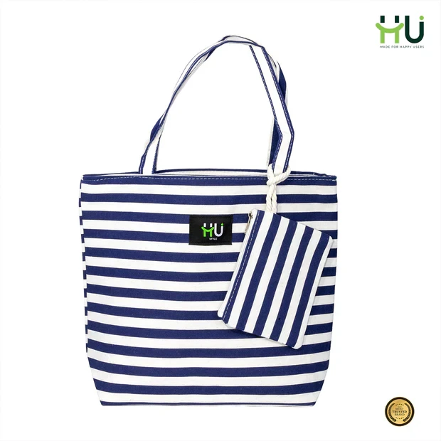 Zebra Pattern Fashion Bag – Blue & White